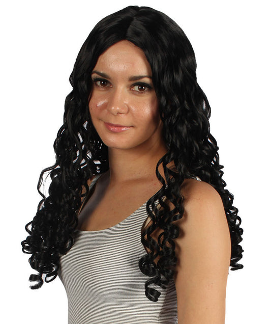 ハロウィンパーティ プレミアム H-4473 植民地時代のレディース 18世紀のロングカーリーブラックウィッグ