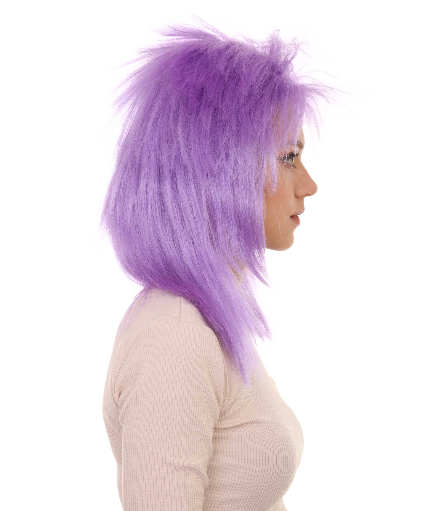 Wigs2you ハロウィン パーティー プレミアム H-1317 簡単に着用でき 快適なフィット感 80 年代女性ライラック ロッカー スタイルウィッグ