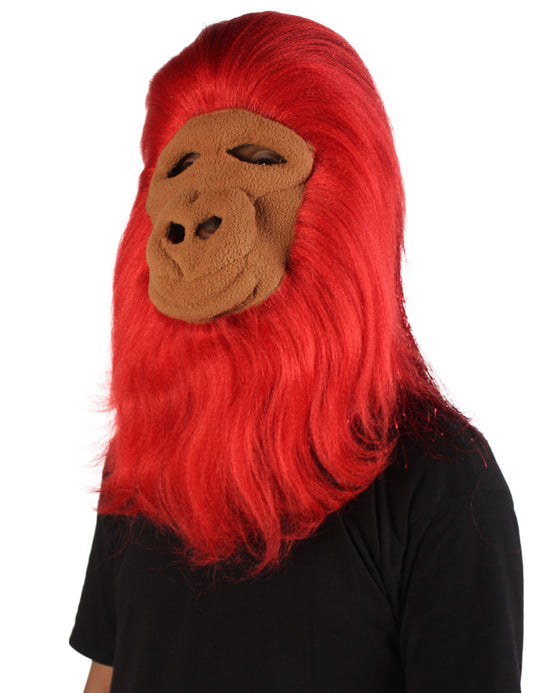 ハロウィンパーティープレミアムメンズ H-5647-RD ヘアリーユニセックスエイプティンセルマスクのみ 赤 軟らかい合成繊維