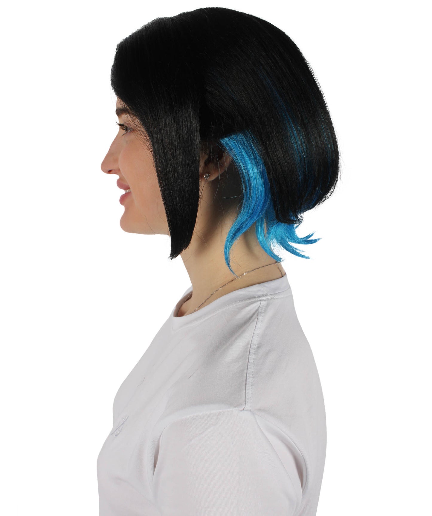 Wigs2you H-6920 マーキュリーウィッチ ブラック&ブルー アニメ風ショートウィッグ(女性用)|ハロウィンにぴったり|難燃性合成繊維