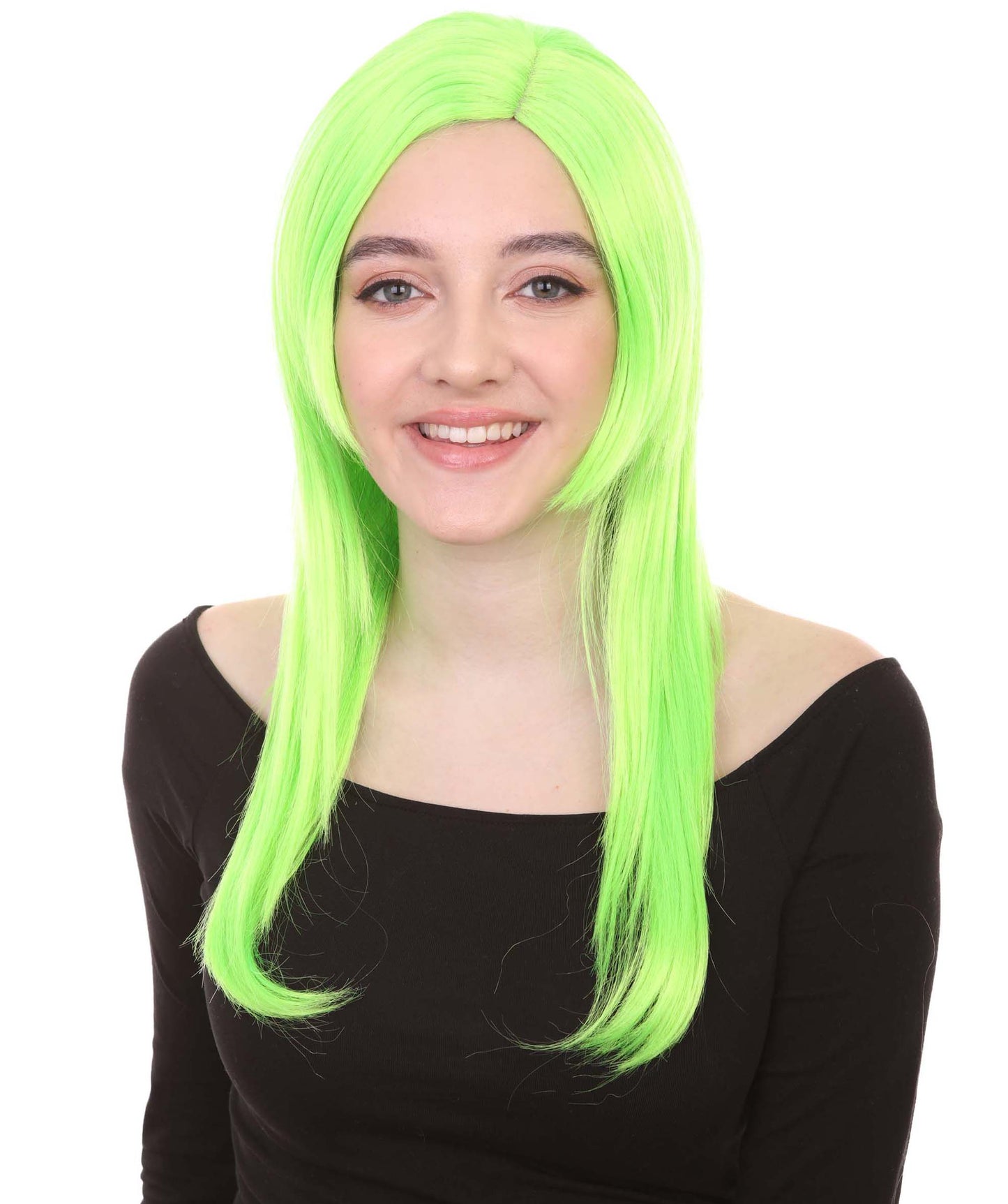 Wigs2you ハロウィンパーティープレミアム H-966 3レイヤーのパーティーガールウィッグ ネオングリーン色
