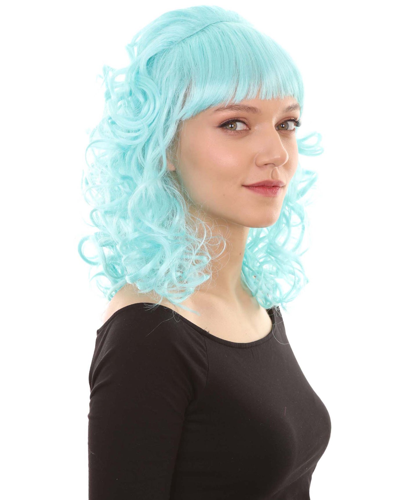 Wigs2you ハロウィンパーティープレミアムレディース H-1738 華やかに見えるピンアップガール ライトブルーウィッグ