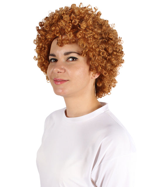 女性用H-5891 アメリカのラッパー ブラウン ショート アフロ コスプレ ウィッグ ハロウィンに最適 難燃性合成ファイバー