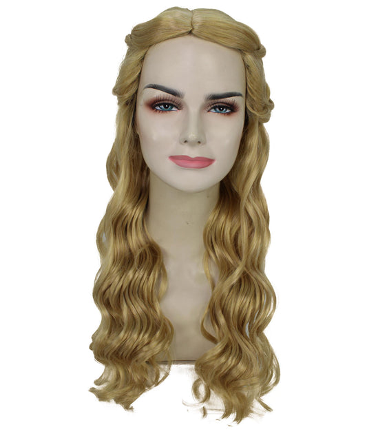 女性用H-5900 ファンタジー テレビ番組 巧妙な女王 ブロンド ウィッグ ハロウィンに最適 難燃性合成ファイバー