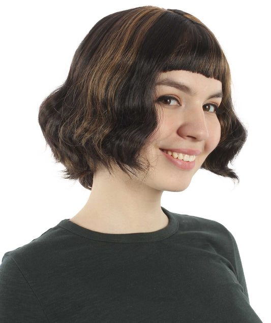 女性 8インチ ショートレングス ウェービー ポップアイコンウィッグ オーバーンブロンド H-5381_25 合成繊維の髪 ハロウィーンパーティーウィッグ