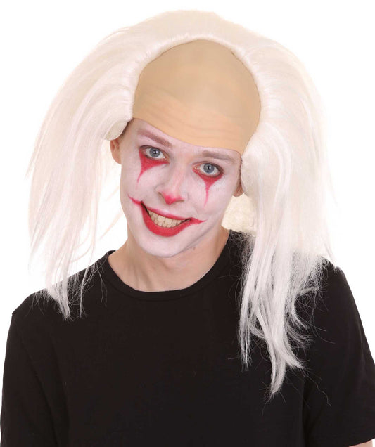大人用ハーフボールド面白い男性用ホワイトウィッグ H-4923 ハロウィンにぴったり 軽量難燃性合成ファイバー