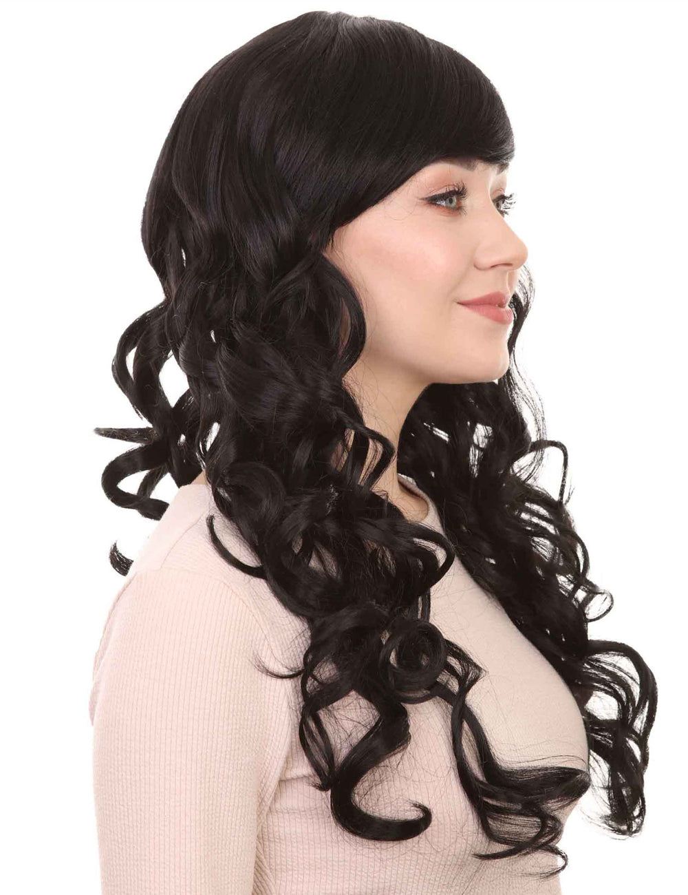Wigs2you ハロウィンパーティー プレミアム レディース H-690 ロング ブラック カーリーウィッグ