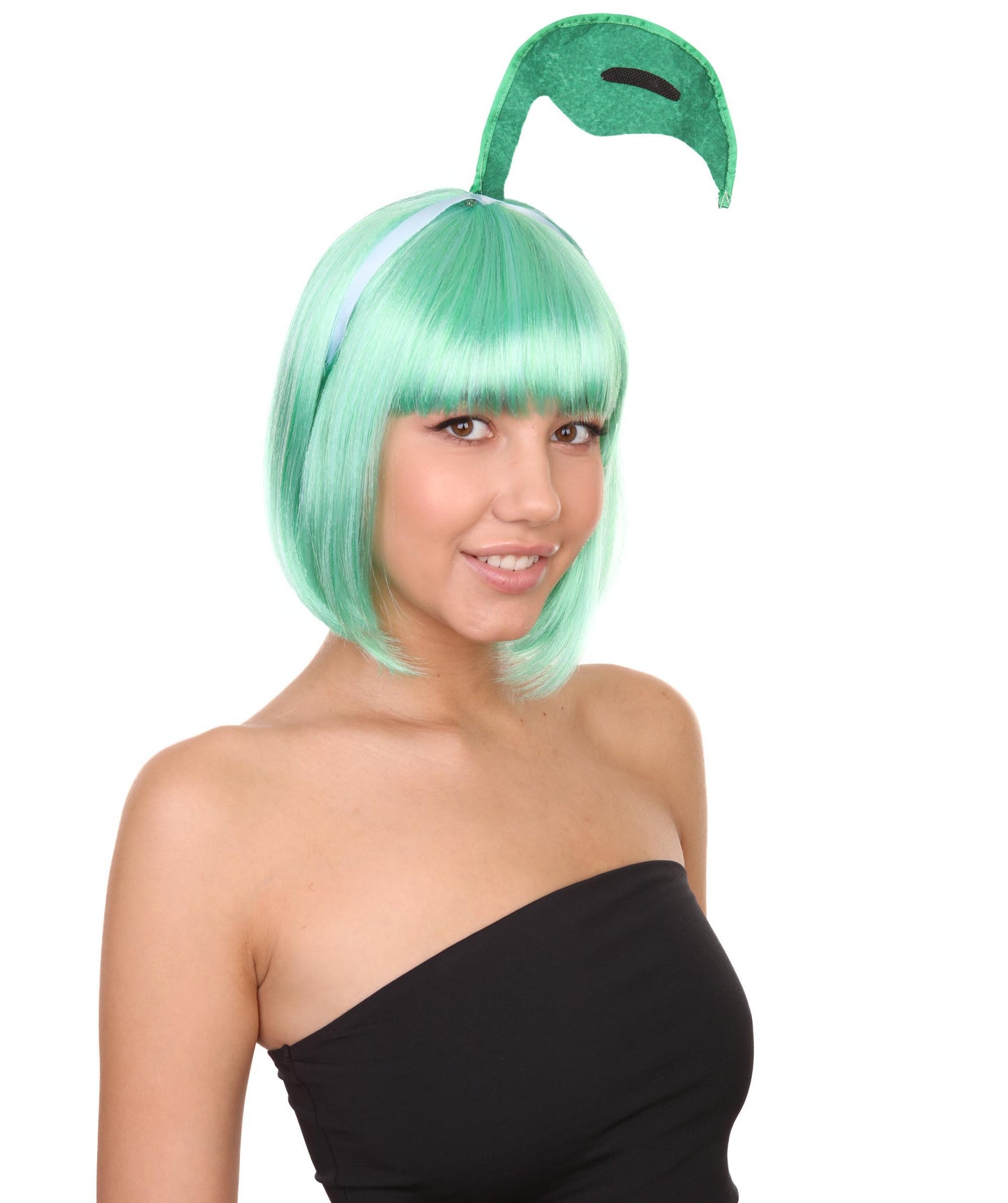 Wigs2youハロウィンパーティープレミアムレディースH-1940 美しい見た目のコスプレウィッグ ポケモンチコリータ グリーンカラー