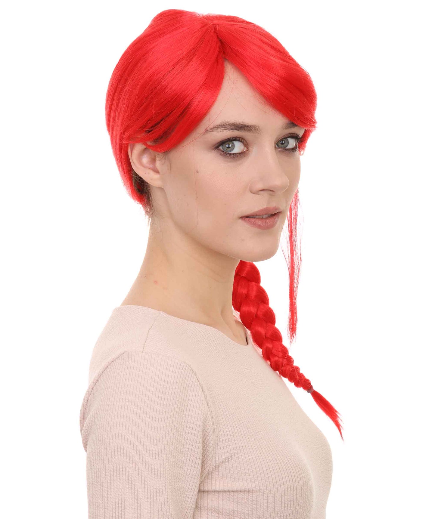 Wigs2you ハロウィン パーティー プレミアム レディース H-1157 とても快適なレッドの編み込みウィッグ