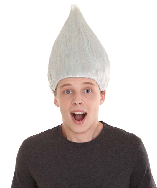 ユニセックス H-1551 シルバーホワイト トロール スタイル ウィッグ コスプレ ハロウィン ウィッグ プレミアム通気性キャップレスキャップ