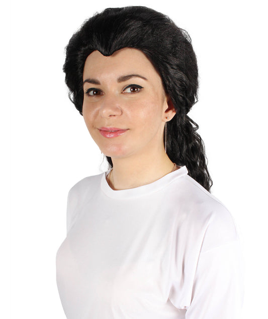 女性用H-5884 アニメーション映画 サーカスの淑女 ロングブラック ウィッグ ハロウィンに最適 難燃性合成ファイバー