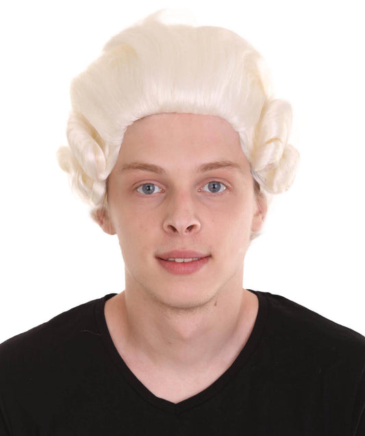 男性用コロニアル歴史的裁判官ナットクラッカー二つの王国ホワイトウィッグ H-4293 プレミアム通気性キャップレスキャップ