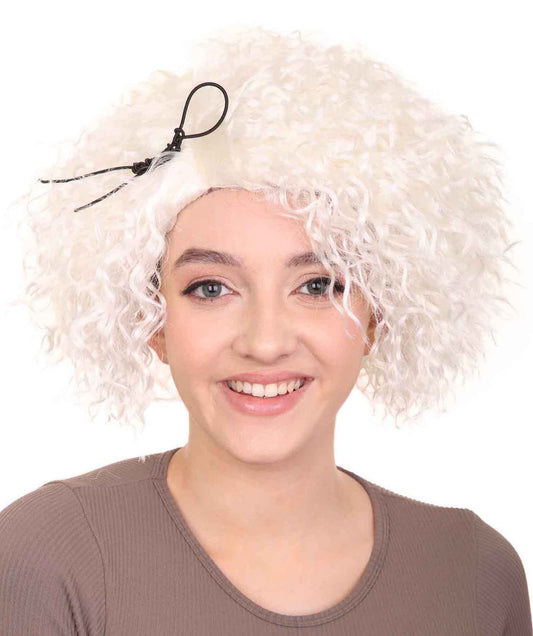 ドールカーリーホワイトウィッグ H-3812 スーパーサイズジャンボキャラクターコスプレハロウィンウィッグ プレミアム 通気性の良い キャップレスキャップ