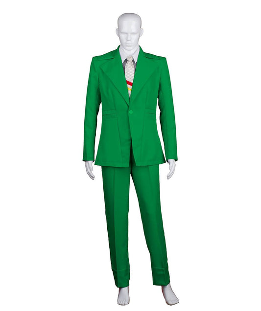 男性用 JCP-002_1 70'sロックスター スーツ コスチューム ディッキーとタイ付き プレミアム グリーン ハロウィンコスチューム