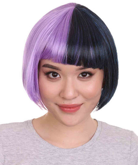 ハロウィンパーティープレミアムレディース H-4056 二色調パープル&ダークネイビーショートボブウィッグコレクション