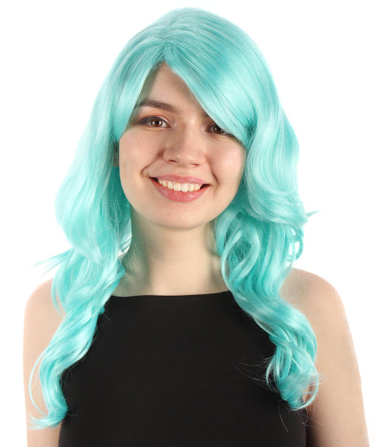 マーメイドフェアリーテールウィッグ ライトブルー H-5380_8 長いウェービー コスプレ ハロウィーン衣装 パーティーヘア 合成繊維