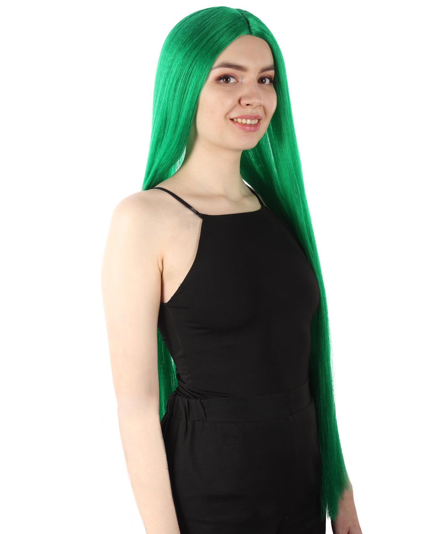 女性 36インチ 超長いウィッグ グリーン H-5379_6 バングなし コスプレ衣装の髪ウィッグ