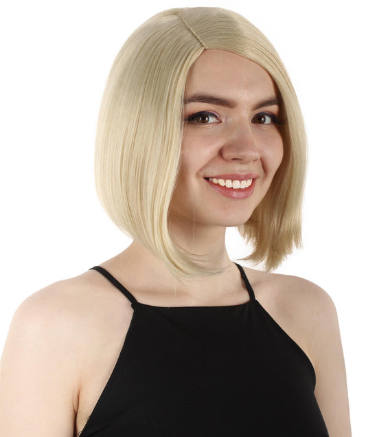女性用ショルダーレングスフラッパーウィッグ ブロンド H-5375_14 合成繊維ヘア ハロウィンパーティーウィッグコレクション