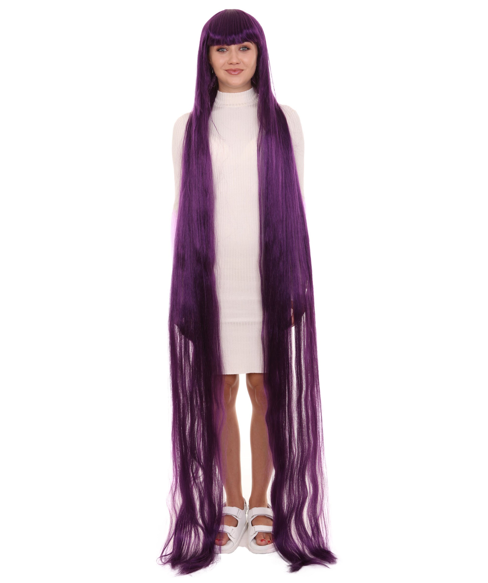 70エクストラロングバイオレット女性用ウィッグコレクション H-3263 華やかなハロウィンウィッグ プレミアム通気性のあるキャップレスキャップ