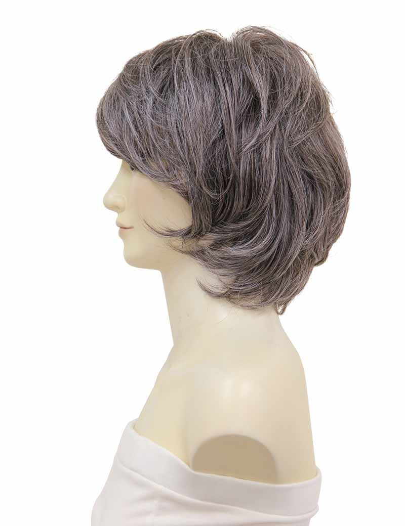 人毛ミックス | モノスキン半手植えの高品質ウィッグ | 医療用上品なショートスタイル | ウィッグネット付き HTBP-003