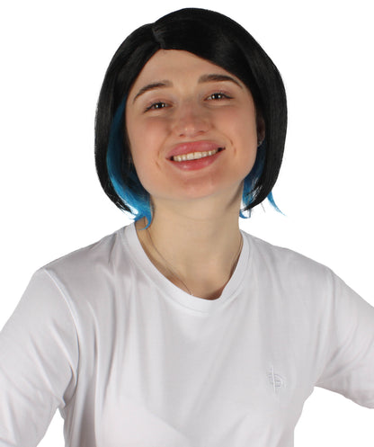 Wigs2you H-6920 マーキュリーウィッチ ブラック＆ブルー アニメ風ショートウィッグ（女性用）｜ハロウィンにぴったり｜難燃性合成繊維