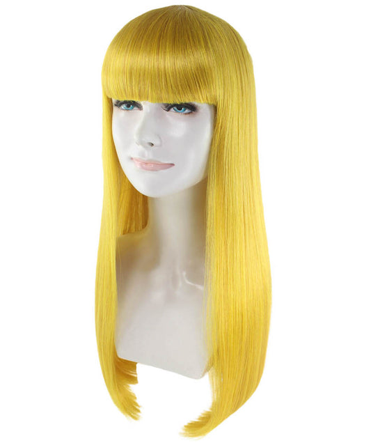 女性用 ロング ゴールド ボブ ウィッグ H-3356 ファンシー パーティー イベント レディ ハロウィン ウィッグ プレミアム通気性 キャプレス キャップ