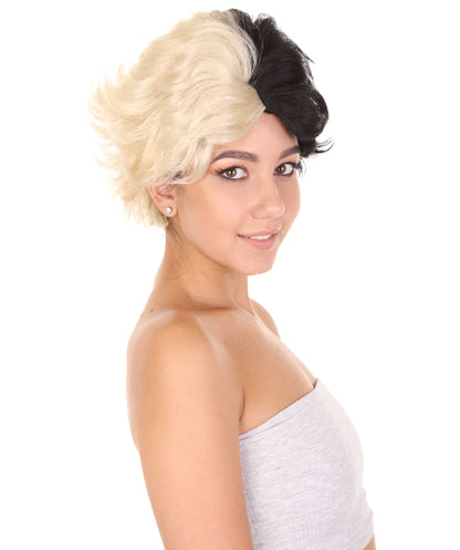 ハロウィンパーティ プレミアムレディース H-5110 ショート ツートーン ブラック＆ホワイト ピクシー ハートバング付き