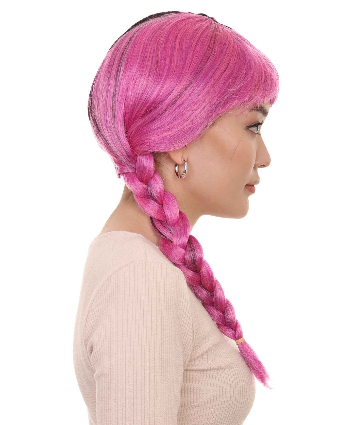 Wigs2you ハロウィンパーティープレミアムレディース H-1797 着け心地が良い とても快適 独占コスプレウィッグ メラニーピンクとブラックの三つ編みスタイル