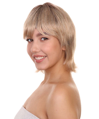 プレミアムハロウィンパーティーレディ H-5475 ミディアムレングス ブラウン セレブリティシンガーマレットウィッグ ブラウン
