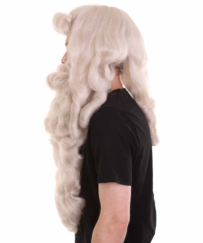 ハロウィンパーティ 男性用 H-4281 プロフェッショナルサンタウィッグ及びフルひげセット プレミアム通気性キャップレスキャップ