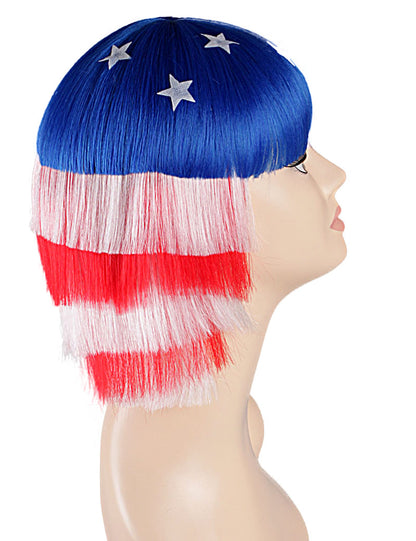 ハロウィンパーティープレミアムレディース Flag-002 ボブウィッグ マルチカラー ファンシーキャラクターファッションウィッグ ソフト合成繊維
