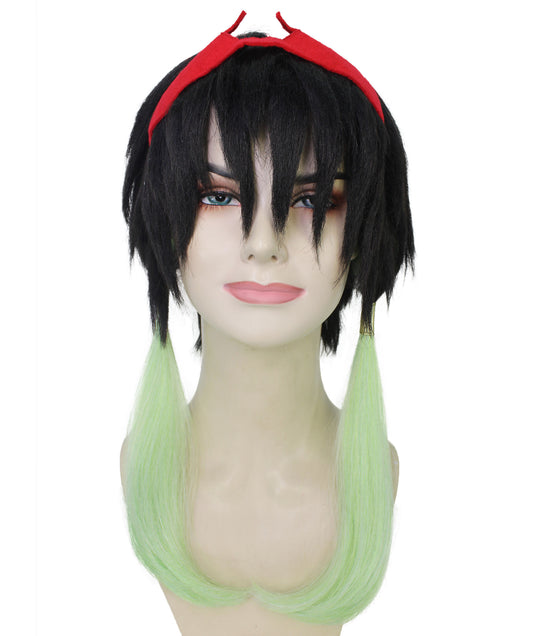 レディース H-5951 マルチカラー アニメ ムービー ブラック コスプレ ウィッグにヘッドバンド パーティーに最適 難燃性合成ファイバー