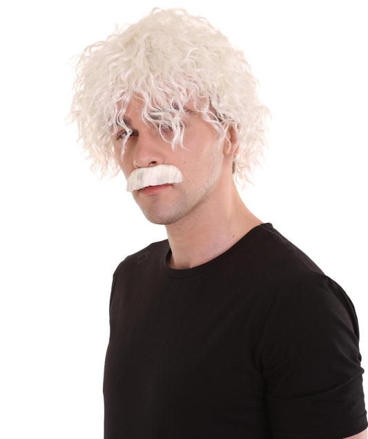 Wigs2you H-2413 アルバート・アインシュタイン メンズウィッグ＆口ひげ 歴史的ハロウィンウィッグ プレミアム通気性キャップレスキャップ