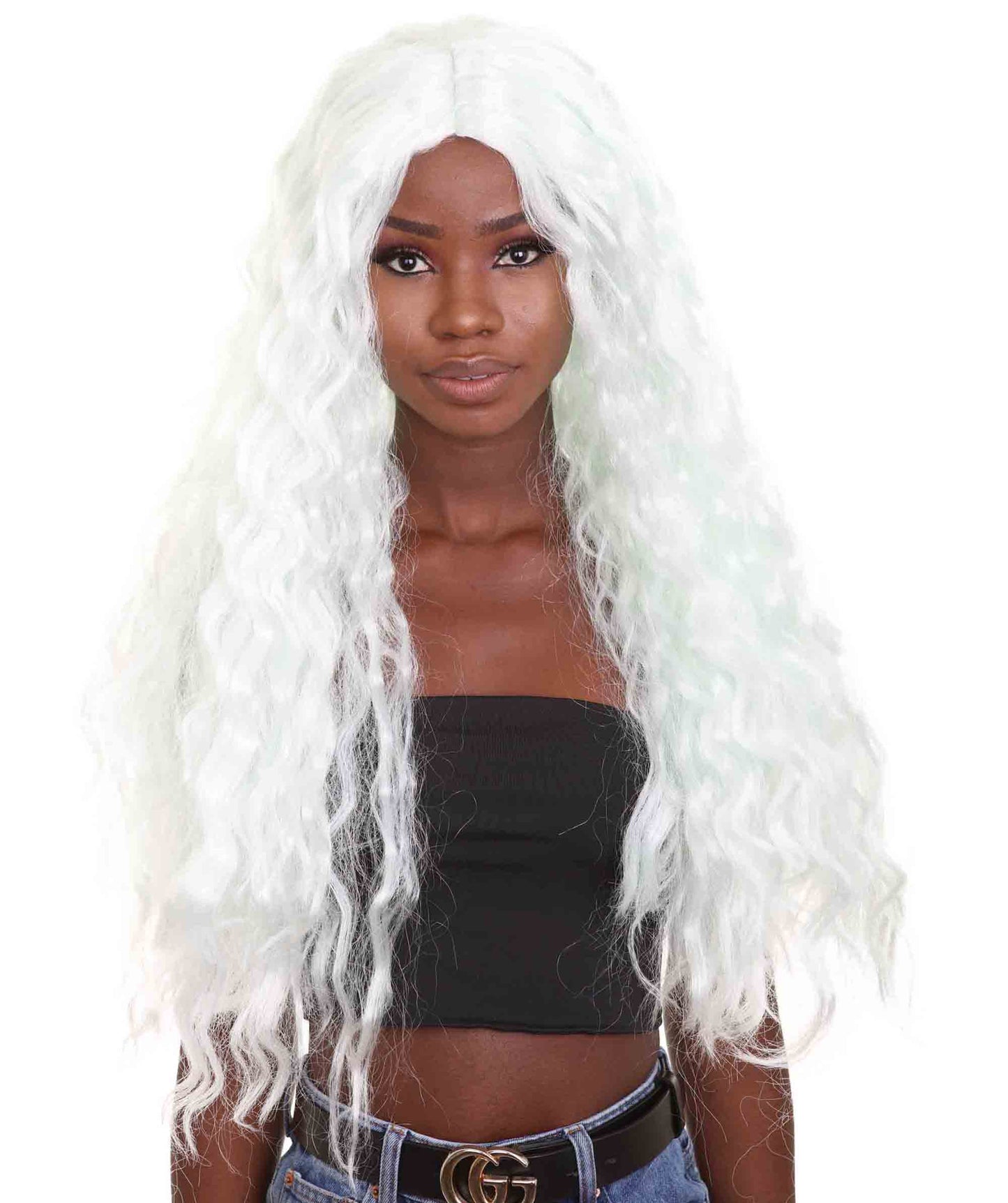 ハロウィンパーティープレミアム レディース H-5254 ショルダーレングスダブルバンブラックヘアウィッグ ブラック