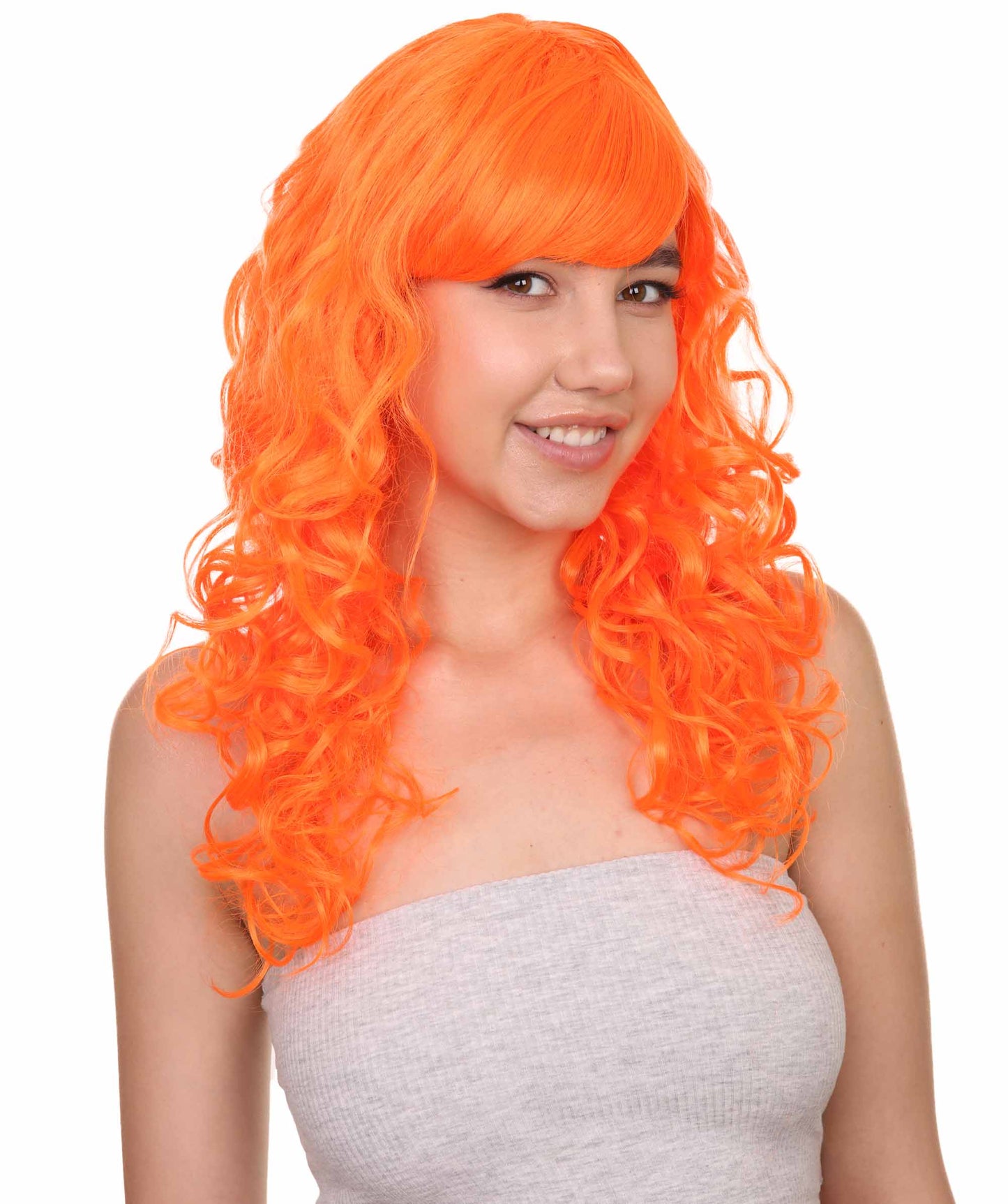 Wigs2you ハロウィンパーティー プレミアム レディース H-1030 着用しやすい ベラウィッグ ネオンオレンジカラー