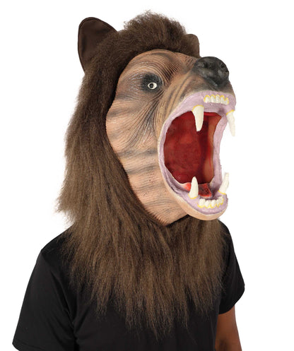 ユニセックス毛皮動物ウィッグとマスクセット H-6771BR ハロウィンやテーマパーティー用の完全な動物コスプレ