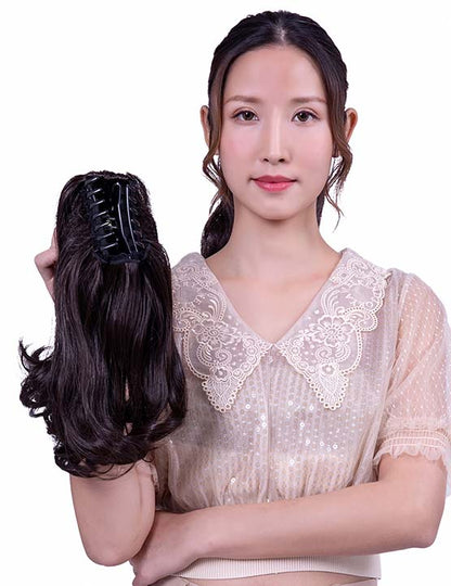 レディースファッション WS-5006 ブラック ラージポニーテールウィッグ ナチュラルカーリー ヘアピース 合成繊維