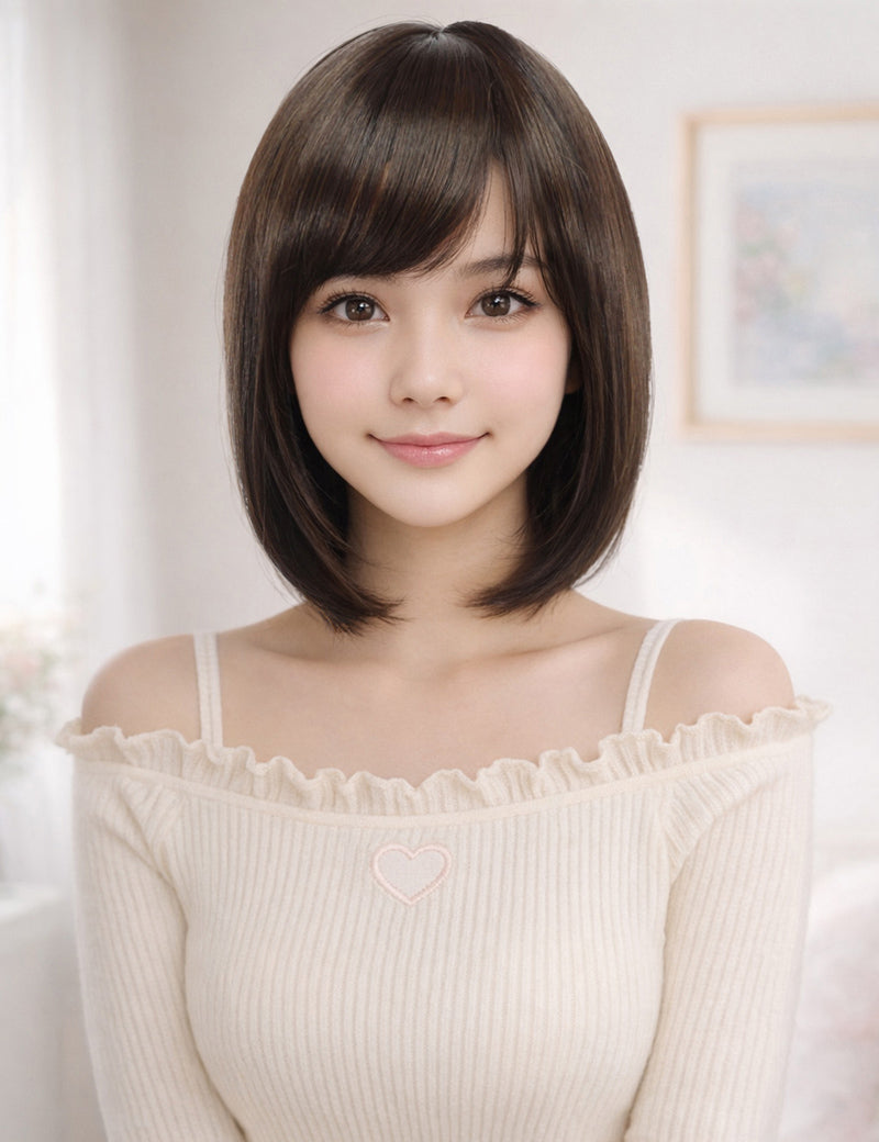 Wigs2you W-1011 耐熱商 の毛が前下がりになったスタイル、大人っぽい洗練されたボブスタイルです、ウィッグネット付き