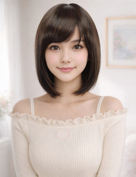 Wigs2you W-1011 耐熱商 の毛が前下がりになったスタイル、大人っぽい洗練されたボブスタイルです、ウィッグネット付き