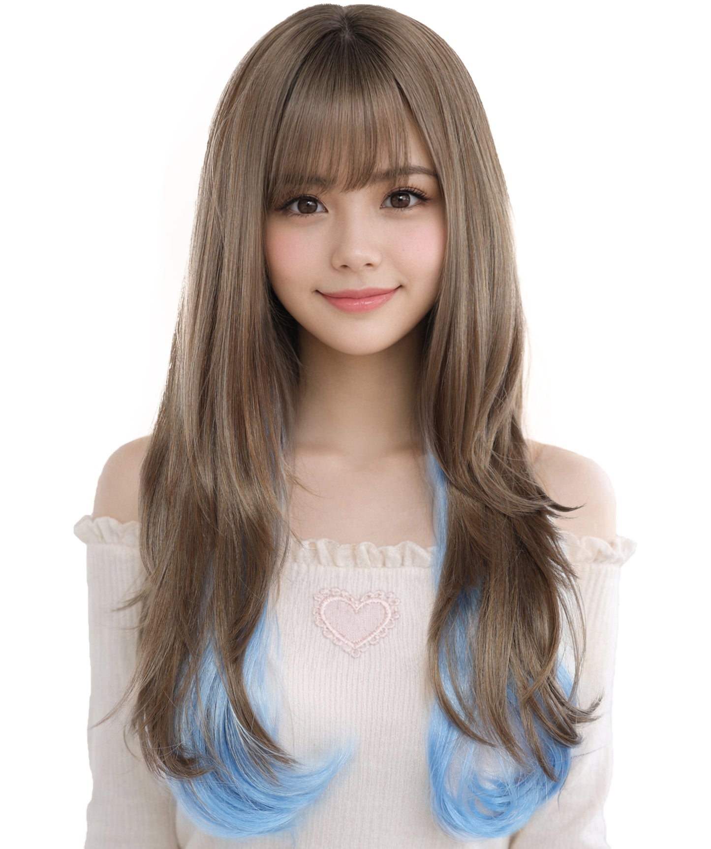 Wigs2you C-122 女性用ナチュラルブラウン人工毛ウィッグ（前髪付き）、長さ22インチのストレートウィッグ！コスプレやファッションルックにぴったり！