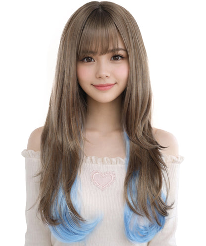 Wigs2you C-122 女性用ナチュラルブラウン人工毛ウィッグ（前髪付き）、長さ22インチのストレートウィッグ！コスプレやファッションルックにぴったり！