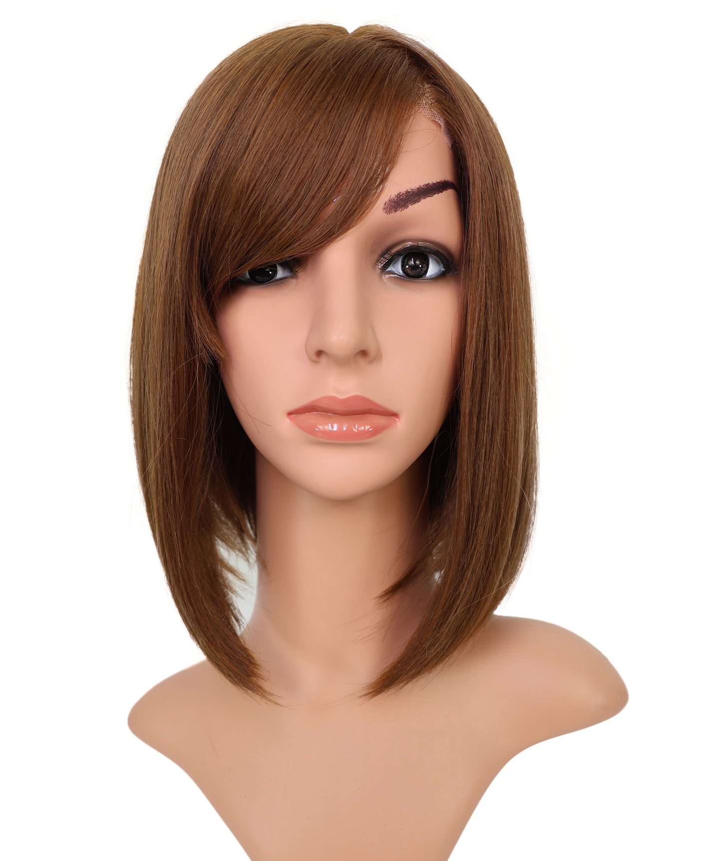 Wigs2you H-6902 女性用 11インチ ショートボブウィッグ | ライトブラウン合成繊維使用 | 手植え・自然な軽量通気性キャップ付きウィッグ