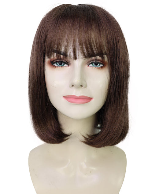 Wigs2you H-6908 女性用 12インチ アーモンドブラウン ショートボブウィッグ（前髪付き）｜耐熱性合成繊維使用｜自然で軽量な通気性キャップ付きウィッグ