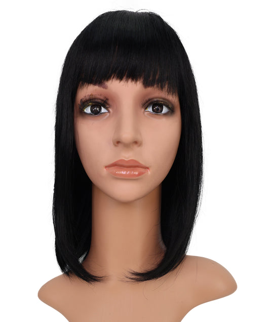 女性用医療用ウィッグ、100% 人毛、分け目とつむじのある自然な黒、フルハンドタイキャップ、Wigs2you HH-185 超リアルで自然な見た目のウィッグ。