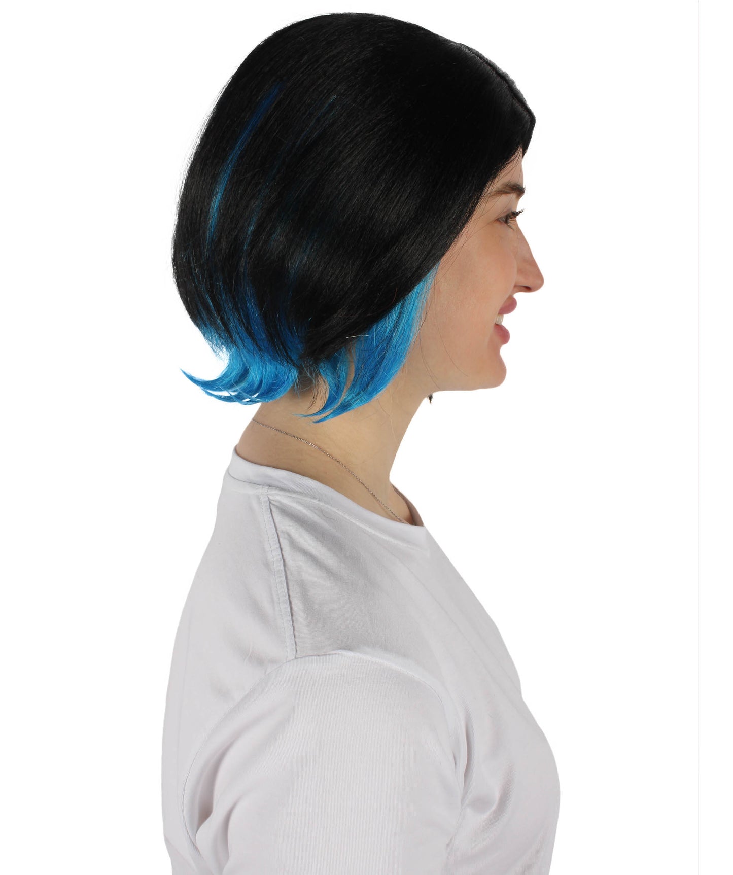Wigs2you H-6920 マーキュリーウィッチ ブラック＆ブルー アニメ風ショートウィッグ（女性用）｜ハロウィンにぴったり｜難燃性合成繊維