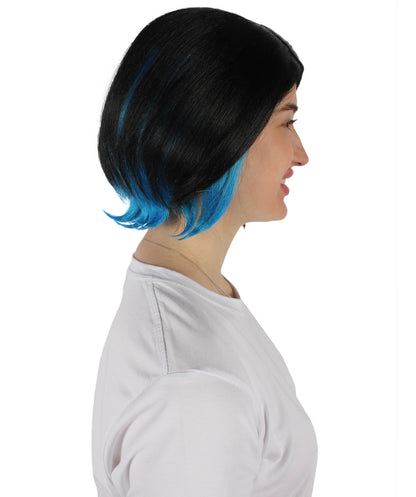 Wigs2you H-6920 マーキュリーウィッチ ブラック＆ブルー アニメ風ショートウィッグ（女性用）｜ハロウィンにぴったり｜難燃性合成繊維