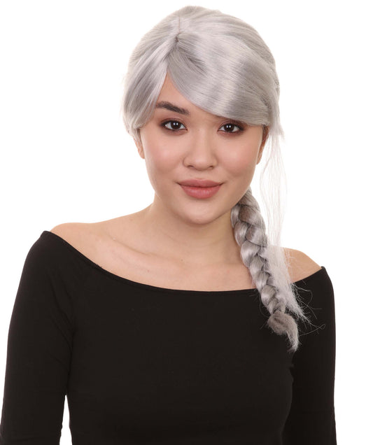Wigs2you ハロウィン パーティー プレミアム レディース H-1176 快適なフィット感 グレー 編み込みウィッグ