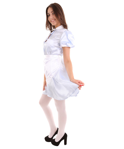 大人用女性の JCO-328_1 フレンチエプロンメイド制服 ライトブルー コスプレコスチューム