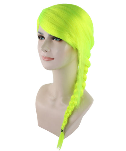 Wigs2you ハロウィン パーティー プレミアム レディース H-1189 快適なフィット感のネオングリーン編み込みウィッグ