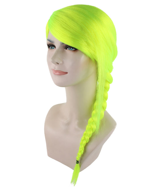 Wigs2you ハロウィン パーティー プレミアム レディース H-1189 快適なフィット感のネオングリーン編み込みウィッグ
